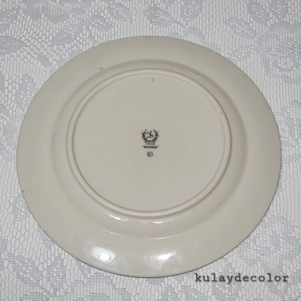 Lenox Ming Birds Salad Plates Set of 4 Vintage Floral Bird Gold Trim Black Stamp